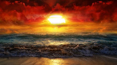 Wallpaper Sunlight Sunset Sea Shore Reflection Sky Sunrise