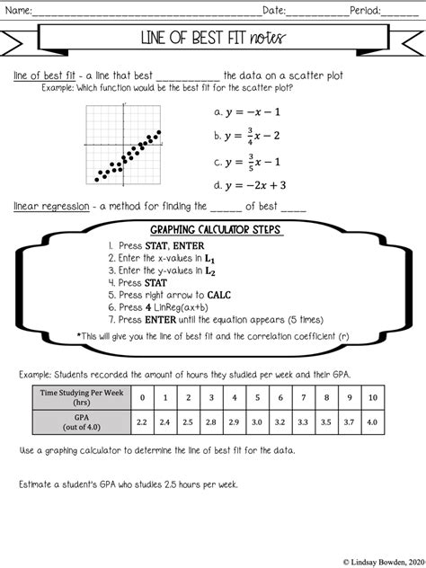 Scatter Plots Notes And Worksheets Lindsay Bowden