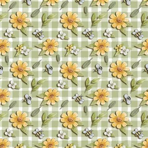 Tricoline Digital Mini Floral Picnic Verde Cm X Mt