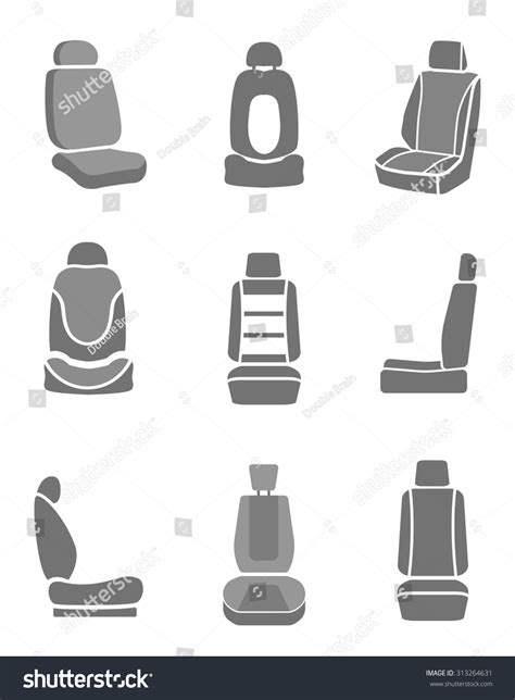 Modern Set Of Car Seat Icons In Grey Colors Editable Automotive