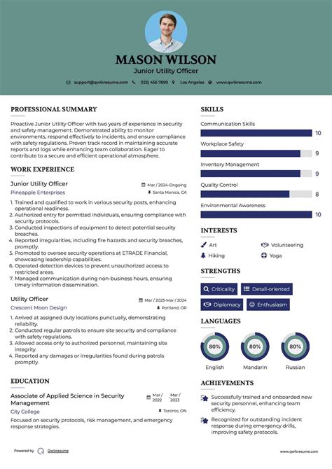 utility officer resume samples templates