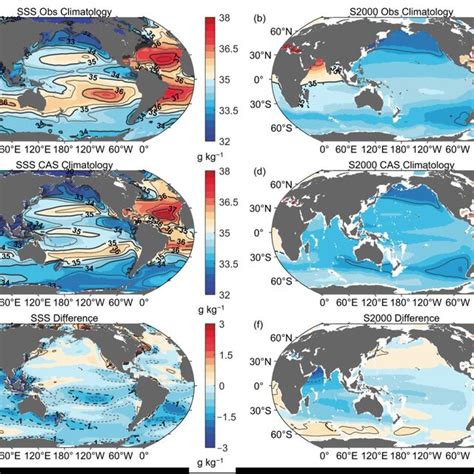 Global Climatology Of A The Sea Surface Salinity Sss And B 0 2000