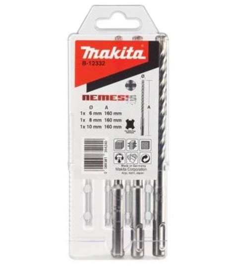 Makita SDS PLUS NEMESIS Set 3 Helical Drill Bits Masonry Granite Drilling