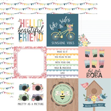 New Day 4x4 Journaling Cards 12x12 Patterned Paper Echo Park Paper Co