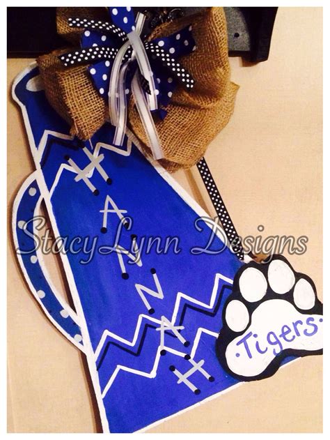 Cheerleader Megaphone Door Hanger Sign With Tiger Paw Go Tigers Cheerleading Ts Cheer