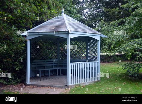 Sky Blue Wooden Hexagonal Summerhouse At Newby Hall And Gardens Ripon