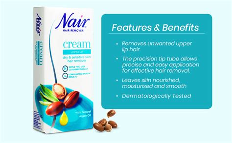 Nair Hair Remover Cream Upper Lip Kit 20 Ml Enriched With Natural Argan Oil For Dry