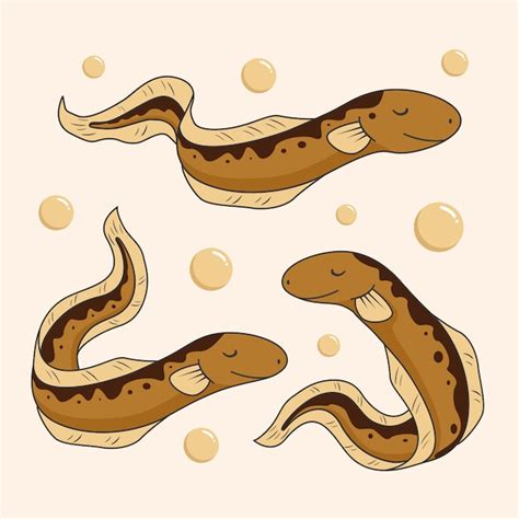 Cute Electric Eel Fish Cartoon Premium Vector