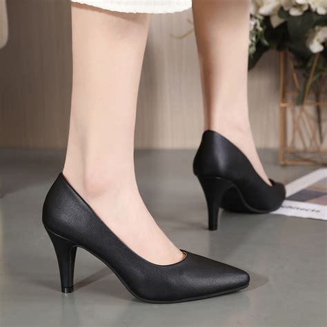 KAEVE3 INCH Leather Nude Stiletto Pointed Toe Black High Heels For