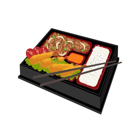 Premium Vector Vector Illustration Logo Japanese Bento Food Box With