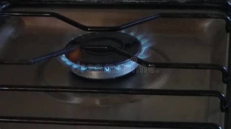 Gas Stove Burner With Blue Flame In Close Up Energy Consumption