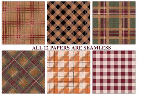 Autumn Plaid Fall Digital Paper Burgundy Tartan Seamless Etsy