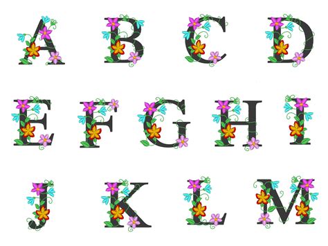 Floral Whole Alphabet Mini Small Monogram Lace Swirl Flowers Block Font