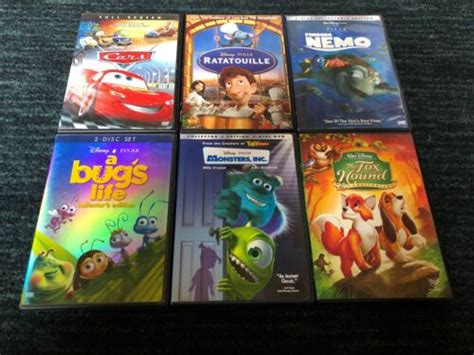 BUGS LIFE MONSTERS INC FOX AND HOUND FIND NEMO RATATOUILLE CARS DVDS