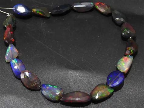 Ethiopian Black Opal Multi Fire Faceted Tumble Nugget Alibaba