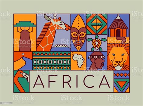 Africa Continent Travel Safari Wildlife Concept Stock Illustration ...