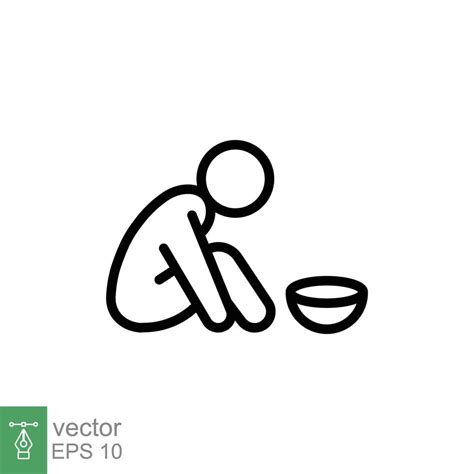 Poverty Line Icon Simple Outline Style Homeless Beggar Hunger And