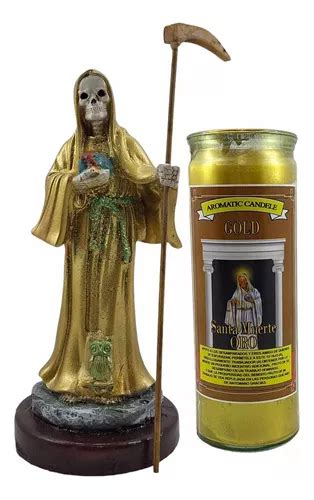 Santa Muerte Dorada Veladora Riqueza Proteccion Cm Cuotas Sin