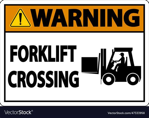 Warning forklift crossing sign on white background