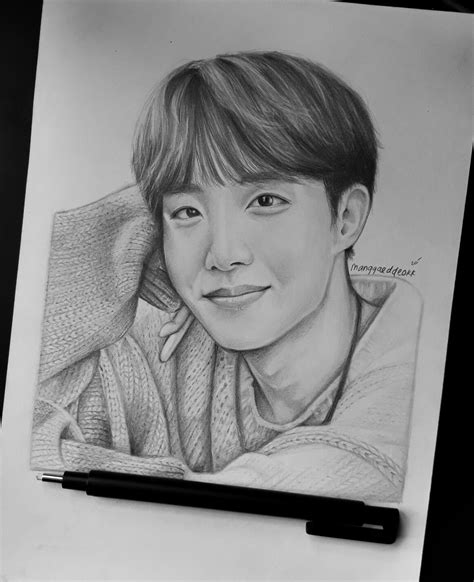 Kpop Drawings Art Drawings Sketches Pencil Drawings Jhope Drawing