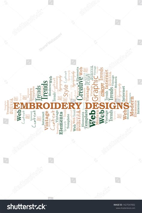 Embroidery Designs Word Cloud Wordcloud Made Royalty Free Stock