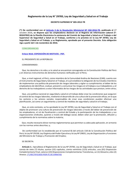 Decreto Supremo N 005 2012 TR