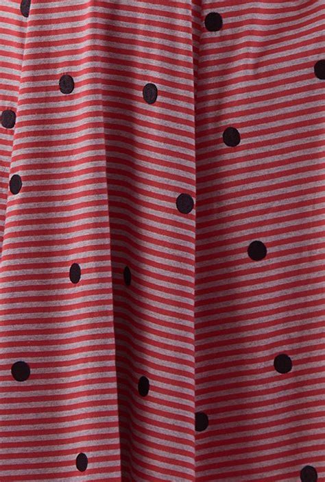 Shop Embellished Polka Dot Stripe Cotton Knit Dress Eshakti