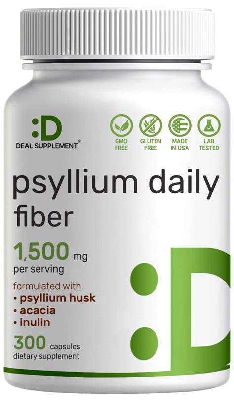 Buy Psyllium Husk 1500mg Per Serving 300 S 3 In 1 Fiber Supplement