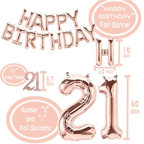 Mayen 21st Birthday Party Decorations Rose Gold Photo Booth Props Happy Birthday Banner