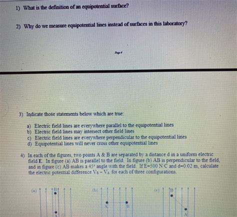 Solved 1) What is the definition of an equipotential | Chegg.com