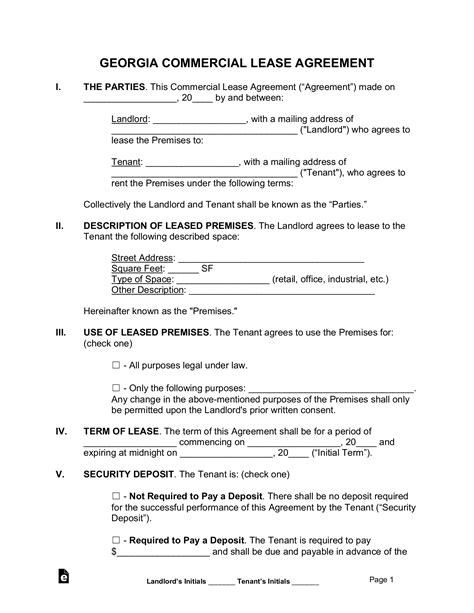 Free Georgia Commercial Lease Agreement Template - Word | PDF – eForms
