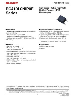 PC410L Datasheet PDF Sharp Electronics