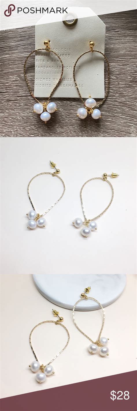 Nwt Anthropologie Pearl Gold Drop Earrings Gold Drop Earrings Pearl Drop Earrings Drop Earrings