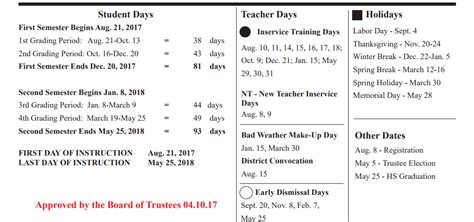 Deer Park Jr High - School District Instructional Calendar - Deer Park ...