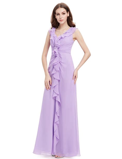 A Line V Neck Floor Length Formal Dress With Flounce He08219bk 50