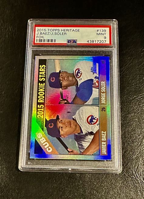 2015 Topps Heritage Javier Baez Jorge Soler Rookie Foil Card Graded PSA