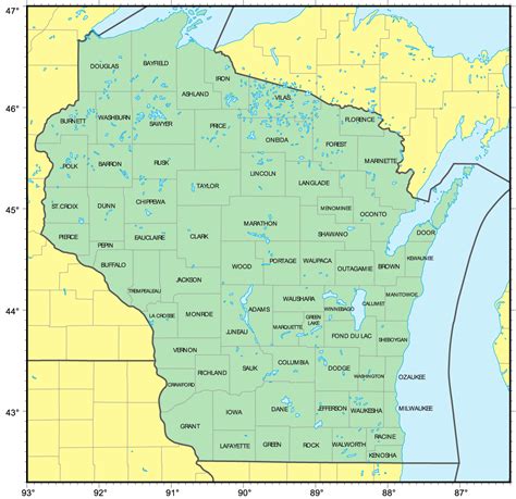 Counties Map of Wisconsin • Mapsof.net