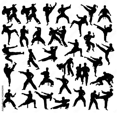 School Ff Karate Silhouettes Art Vector Design Stock Vector Adobe Stock