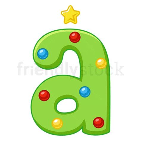 Cartoon Christmas Lowercase Letter A Vector Graphic Friendlystock