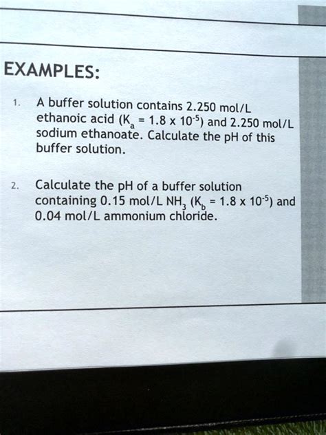 SOLVED EXAMPLES A Buffer Solution Contains 2 250 Mol L Ethanoic Acid