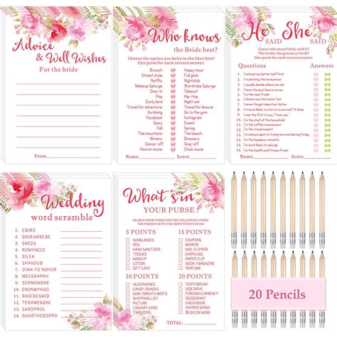 Buy Pieces Bridal Shower Games Floral Wedding Shower Games Cards