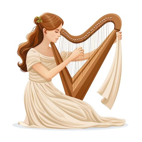 Playing The Harp Vector Icon Isolated On White Background Premium AI