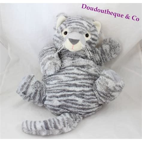 Peluche Tigre Etam Gris Range Pyjama Doudou Bouillotte Cm Sos