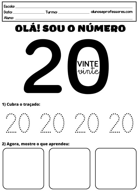 Atividades com o Número 20 para imprimir | Alunos e Professores