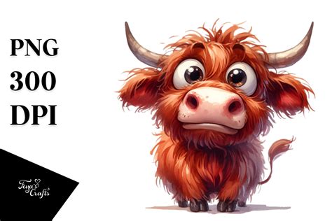 Funny Highland Cow With Goofy Smile Png Graphic By Anastasia Feya