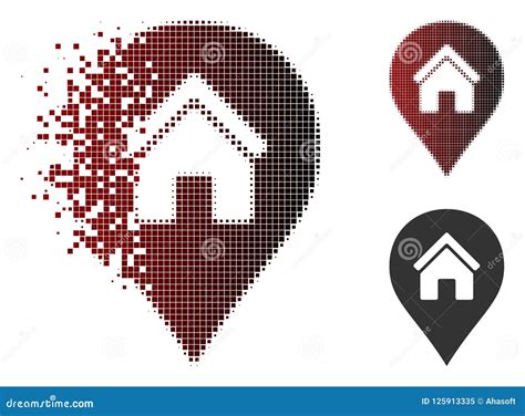 Broken Dot Halftone Realty Map Marker Icon Stock Vector Illustration