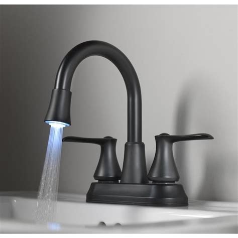 Homewerks Worldwide Matte Black Bath Faucet With Led Light Aerator In