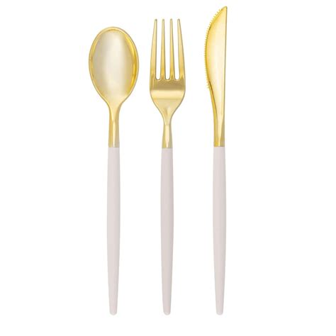 Deluxe Dinnerware | Linen Plastic Cutlery Set | 32 Pieces