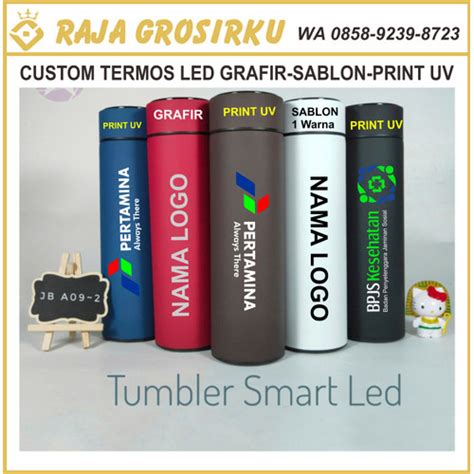 Jual Custom Termos LED Sakura Niagara Logo Grafir Uv Print Sampel