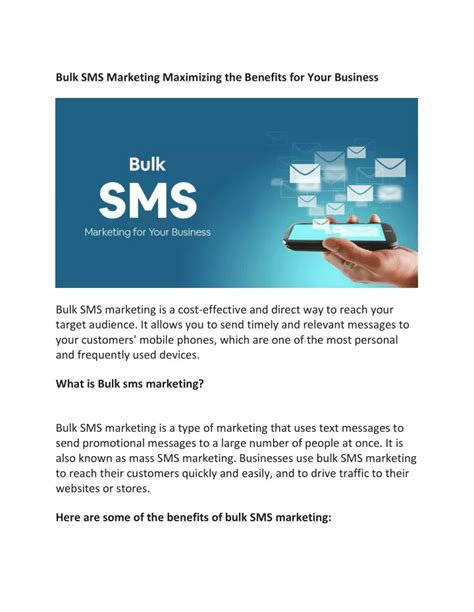 Ppt Bulk Sms Marketing Maximizing The Benefits For Your Business